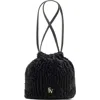 Frances Valentine Pouf Faux Fur Bucket Bag In Black