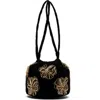 Frances Valentine Pouf Floral Embroidered Velvet Pouch In Multi