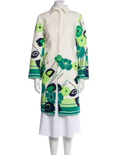 Pre-owned Frances Valentine Printed Coat In Green