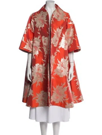 Pre-owned Frances Valentine Printed Coat In Orange