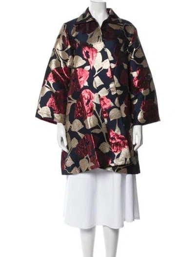 Pre-owned Frances Valentine Printed Coat W/ Tags In Blue