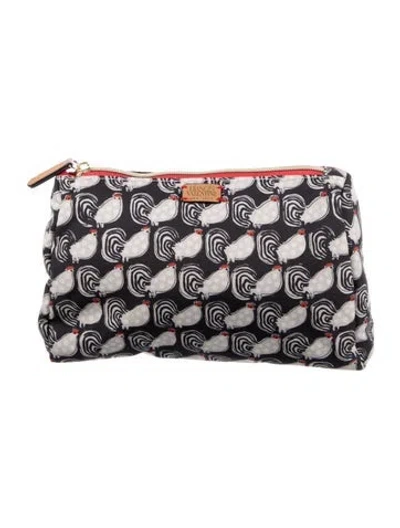 Pre-owned Frances Valentine Printed Cosmetic Bag W/tags In Black