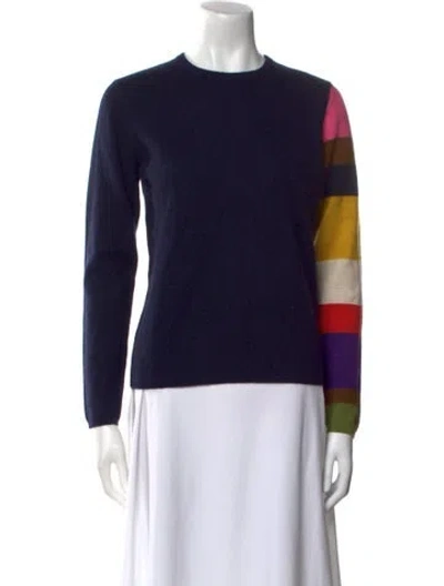 Pre-owned Frances Valentine Printed Crew Neck Sweater In Blue