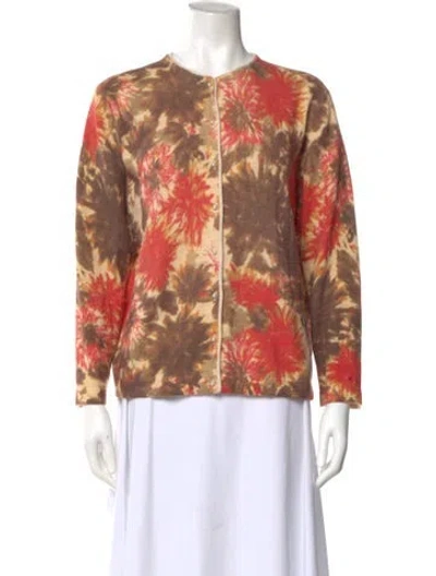 Pre-owned Frances Valentine Printed Crew Neck Sweater In Red