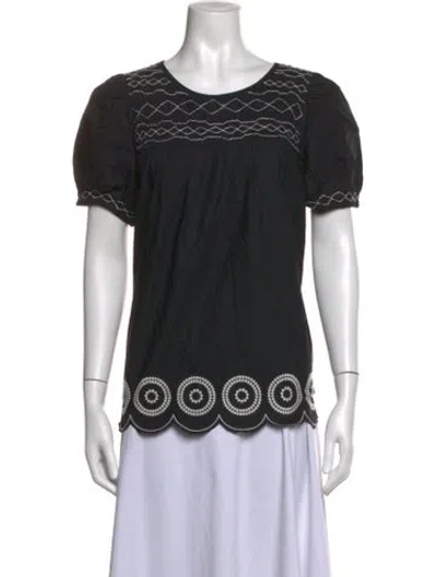 Pre-owned Frances Valentine Printed Crew Neck Top In Black