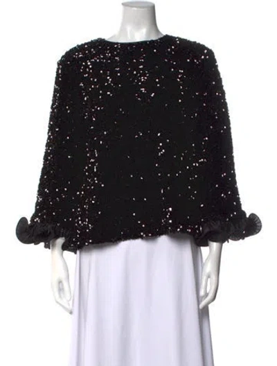 Pre-owned Frances Valentine Printed Crew Neck Top In Black