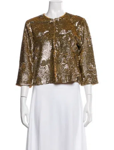 Pre-owned Frances Valentine Printed Evening Jacket In Gold