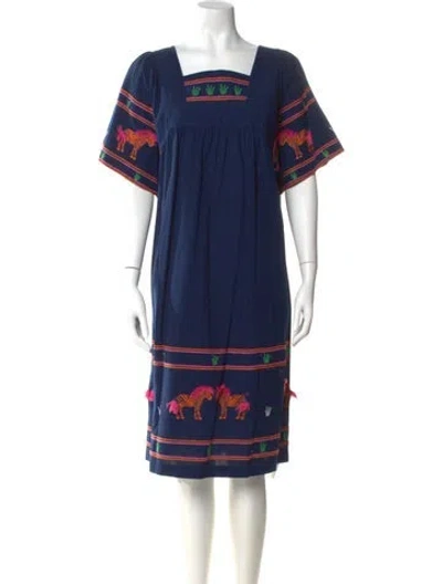 Pre-owned Frances Valentine Printed Knee-length Dress In Blue