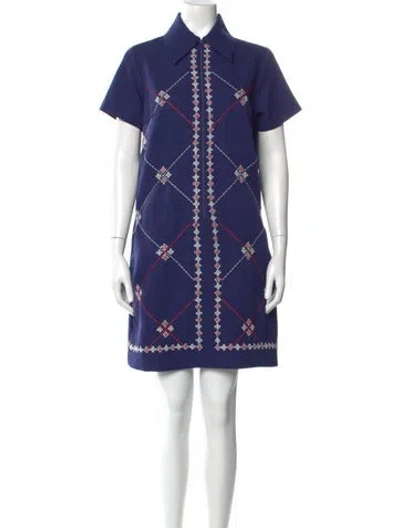 Pre-owned Frances Valentine Printed Knee-length Dress In Blue