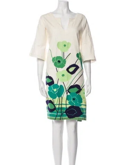 Pre-owned Frances Valentine Printed Knee-length Dress In White