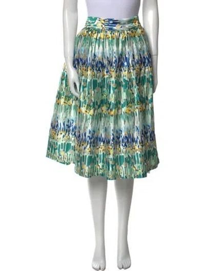 Pre-owned Frances Valentine Printed Knee-length Skirt In Green