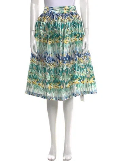 Pre-owned Frances Valentine Printed Knee-length Skirt W/ Tags In Green