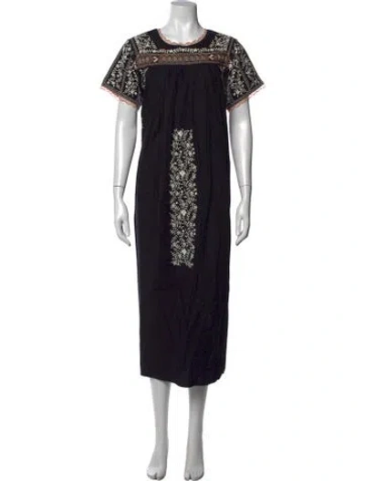 Pre-owned Frances Valentine Printed Long Dress In Black
