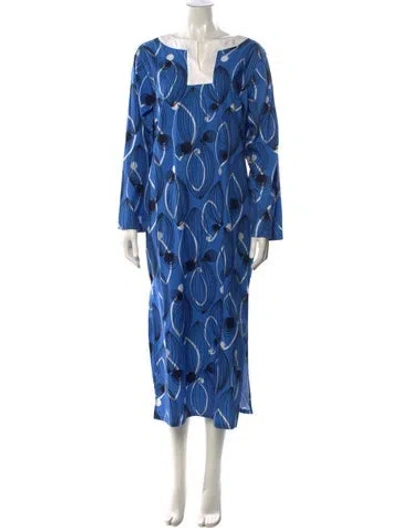 Pre-owned Frances Valentine Printed Long Dress In Blue