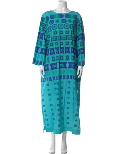 Pre-owned Frances Valentine Printed Long Dress In Blue