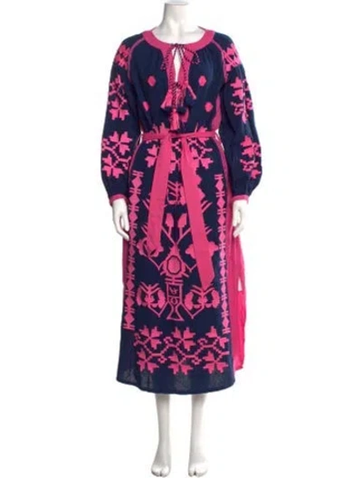 Pre-owned Frances Valentine Printed Long Dress In Blue