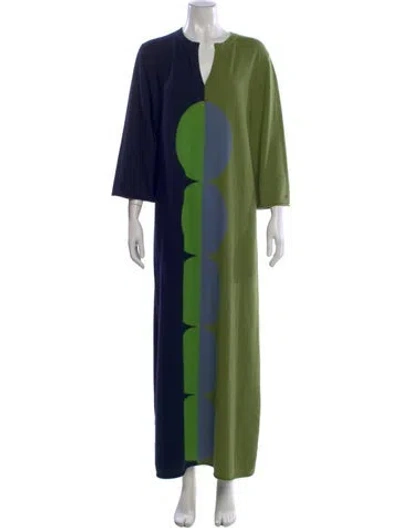Pre-owned Frances Valentine Printed Long Dress In Green