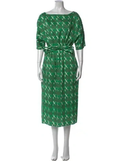 Pre-owned Frances Valentine Printed Long Dress In Green