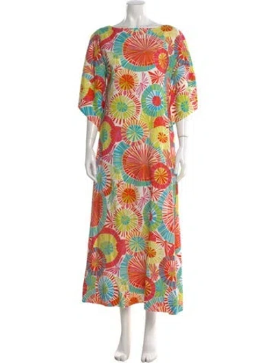Pre-owned Frances Valentine Printed Long Dress In Multi