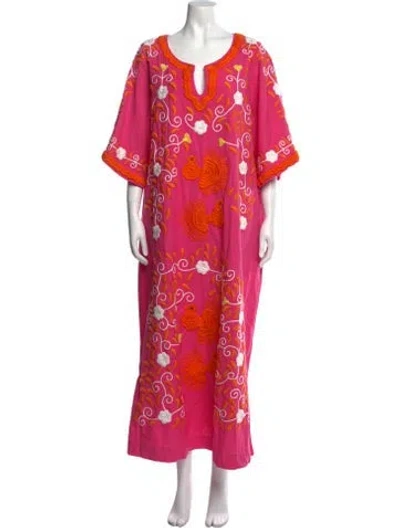 Pre-owned Frances Valentine Printed Long Dress In Pink