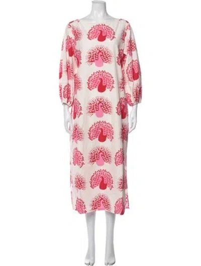 Pre-owned Frances Valentine Printed Long Dress In Pink