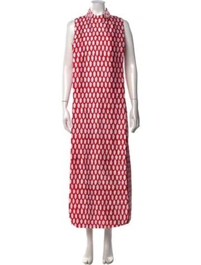 Pre-owned Frances Valentine Printed Long Dress In Red