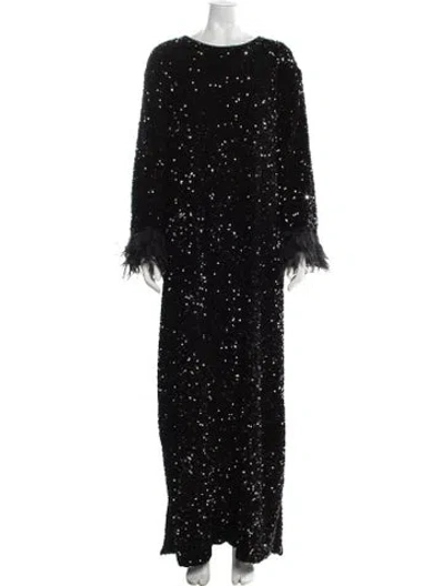 Pre-owned Frances Valentine Printed Long Dress W/ Tags In Black