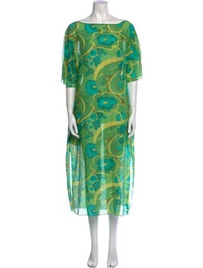 Pre-owned Frances Valentine Printed Long Dress W/ Tags In Green