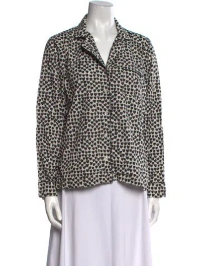 Pre-owned Frances Valentine Printed Long Sleeve Button-up Top In Multi