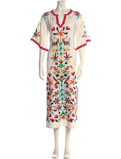 Pre-owned Frances Valentine Printed Midi Length Dress In Multi