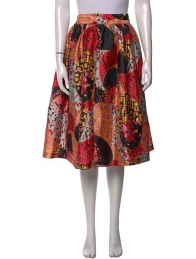 Pre-owned Frances Valentine Printed Midi Length Skirt In Pink