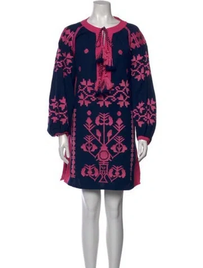 Pre-owned Frances Valentine Printed Mini Dress In Blue