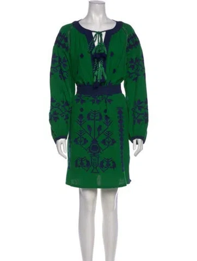 Pre-owned Frances Valentine Printed Mini Dress In Green