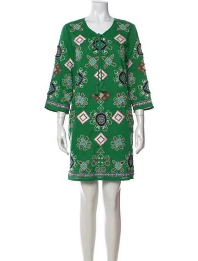 Pre-owned Frances Valentine Printed Mini Dress In Green