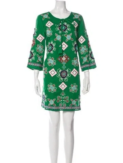 Pre-owned Frances Valentine Printed Mini Dress In Green