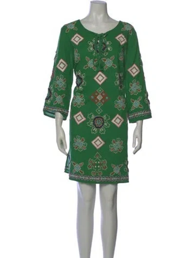 Pre-owned Frances Valentine Printed Mini Dress In Green