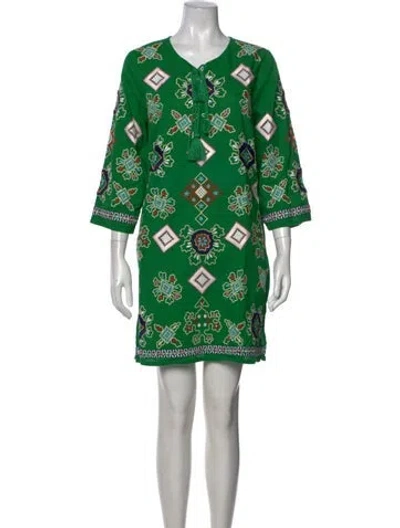 Pre-owned Frances Valentine Printed Mini Dress In Green