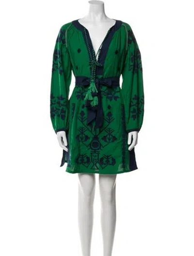 Pre-owned Frances Valentine Printed Mini Dress In Green