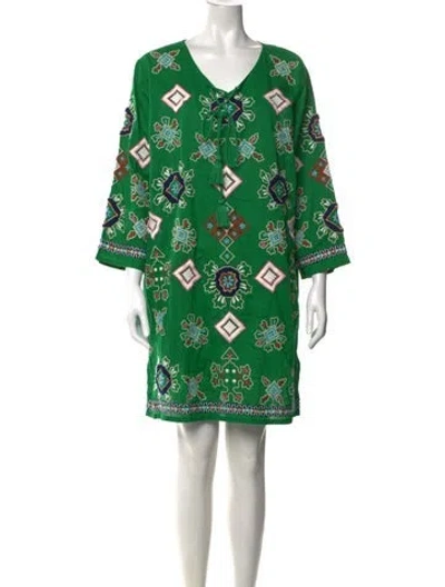 Pre-owned Frances Valentine Printed Mini Dress In Green