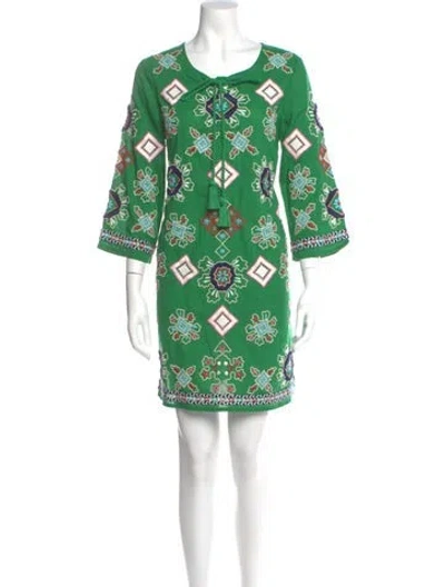 Pre-owned Frances Valentine Printed Mini Dress In Green