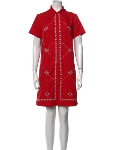 Pre-owned Frances Valentine Printed Mini Dress In Red