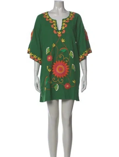 Pre-owned Frances Valentine Printed Mini Dress W/ Tags In Green