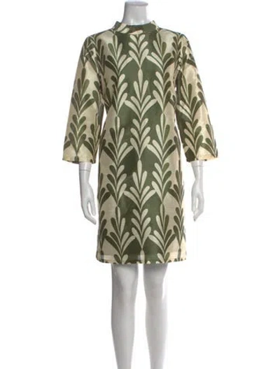 Pre-owned Frances Valentine Printed Mini Dress W/ Tags In Green