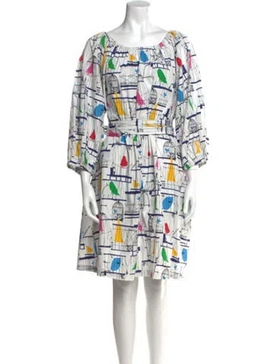 Pre-owned Frances Valentine Printed Mini Dress W/ Tags In White