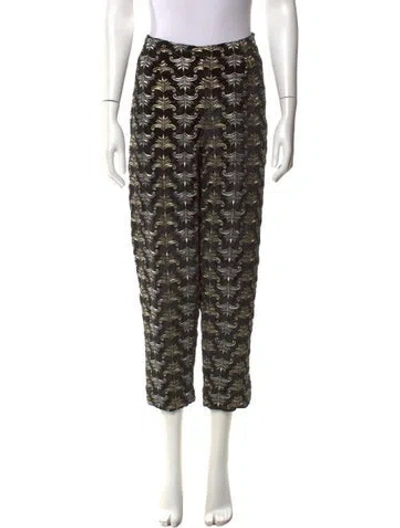 Pre-owned Frances Valentine Printed Straight Leg Pants In Black