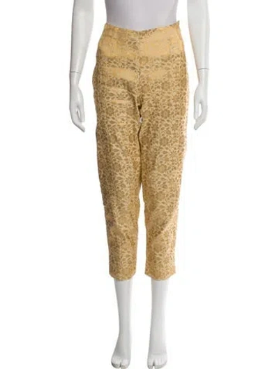 Pre-owned Frances Valentine Printed Straight Leg Pants In Yellow