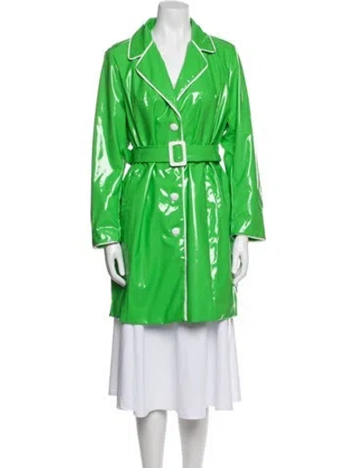 Pre-owned Frances Valentine Printed Trench Coat In Green
