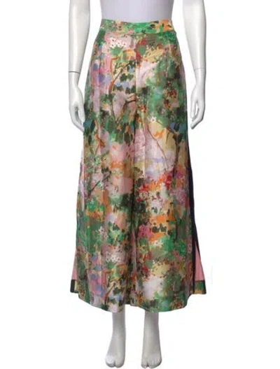 Pre-owned Frances Valentine Printed Wide Leg Pants In Multi