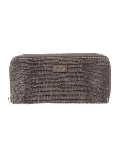 Pre-owned Frances Valentine Python Animal Print Wallet In Gray