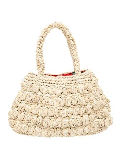 Pre-owned Frances Valentine Raffia Top Handle Bag In Neutrals